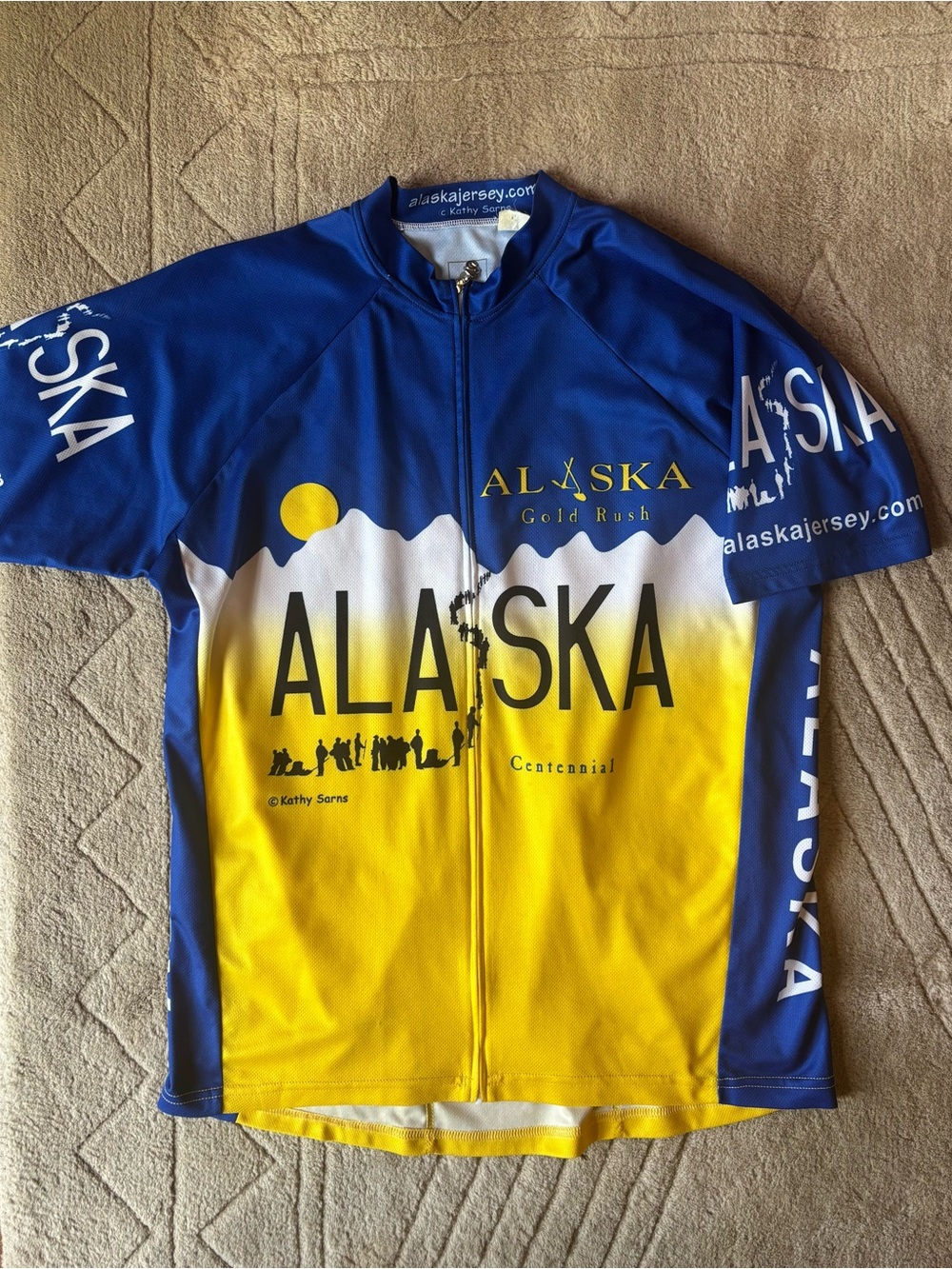 Alaska Gold Rush Centennial Road Cycling Jersey - Blue & Yellow